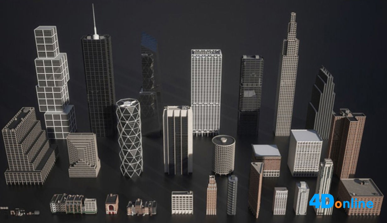 c4d现代建筑城市高楼大厦模型