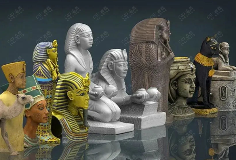 埃及法老埃及艳后狮身人面像雕塑人像模型