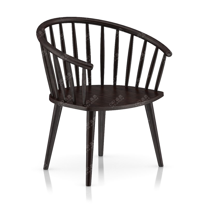 黑色椅子木质单人家具模型
