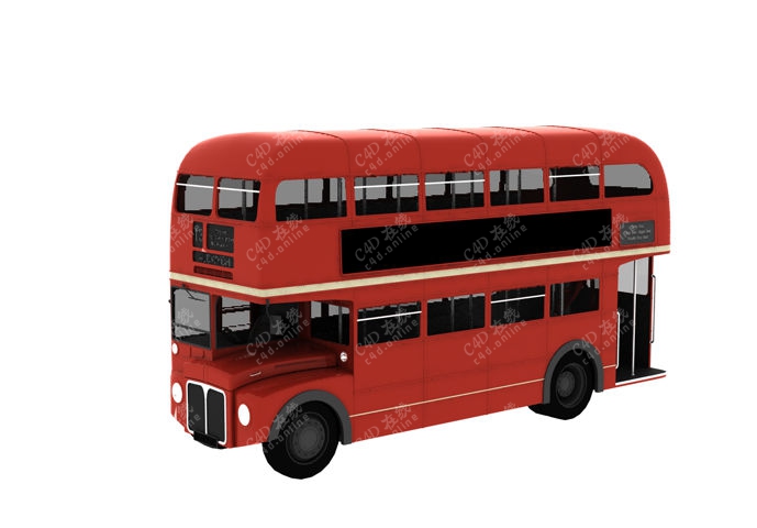 双层红色巴士公交汽车模型