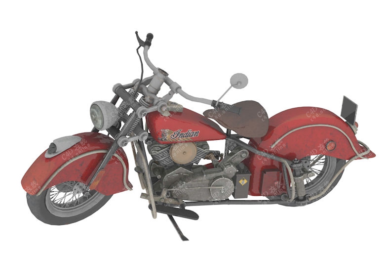 复古红色摩托机车模型
