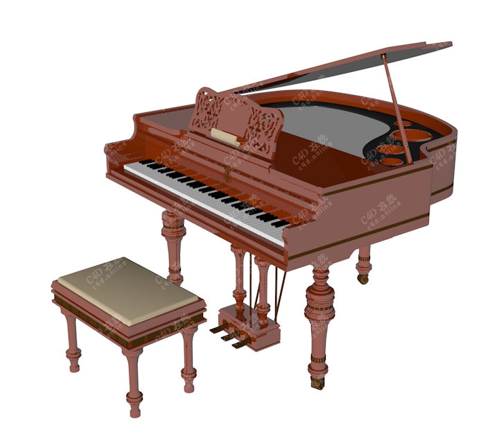 复古典雅木质钢琴模型