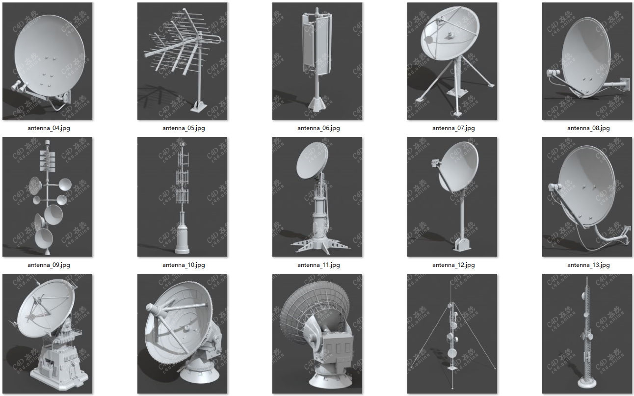 c4d卫星通信天线设备信号塔模型