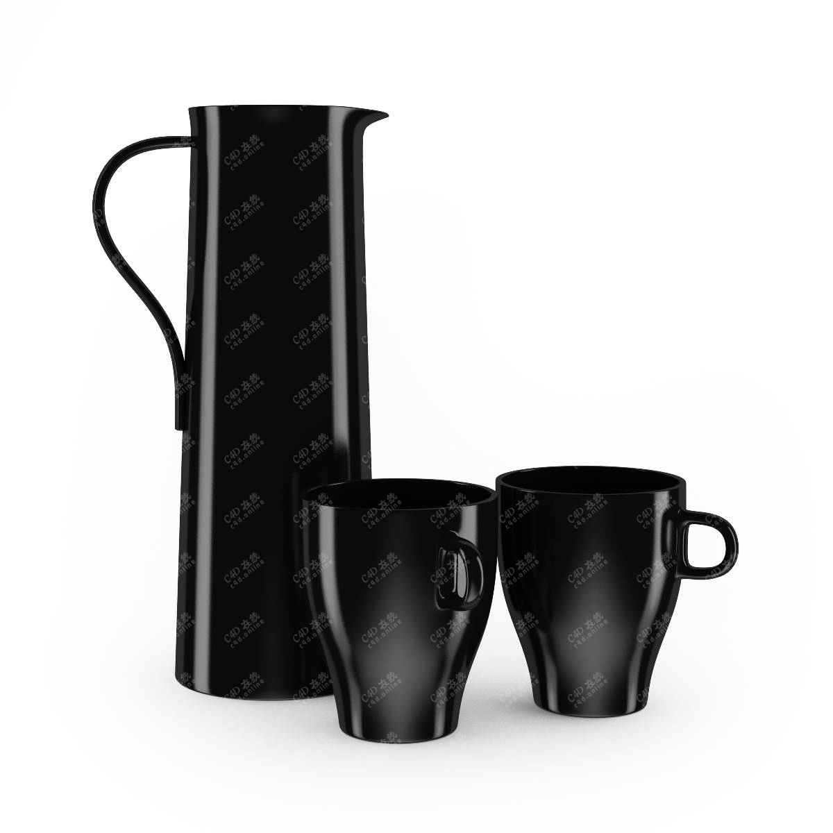 黑色水壶杯具杯子咖啡杯模型