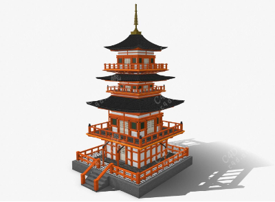 日式建筑宝塔楼阁模型