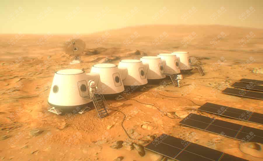 火星月球太空基地场景模型