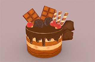 草莓巧克力饼干蛋糕模型