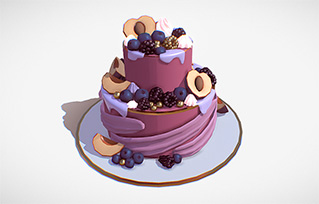 黄桃水果生日蛋糕模型