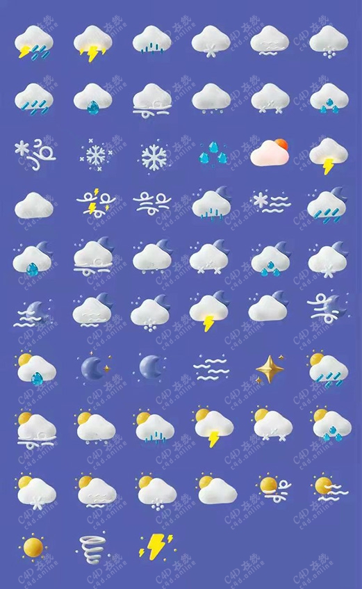 可爱卡通天气预报图标icon