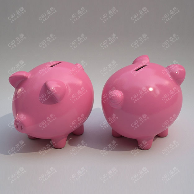 c4d粉色小猪存钱罐储蓄罐