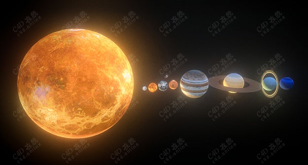 c4d太阳系八大行星天体